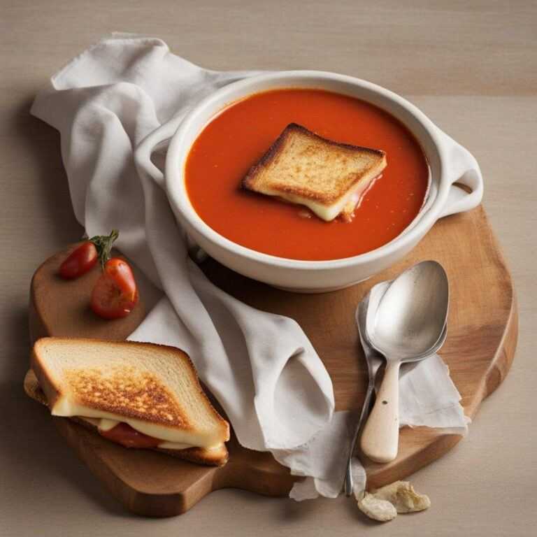 Blesková paradajková polievka s grilovaný syrom