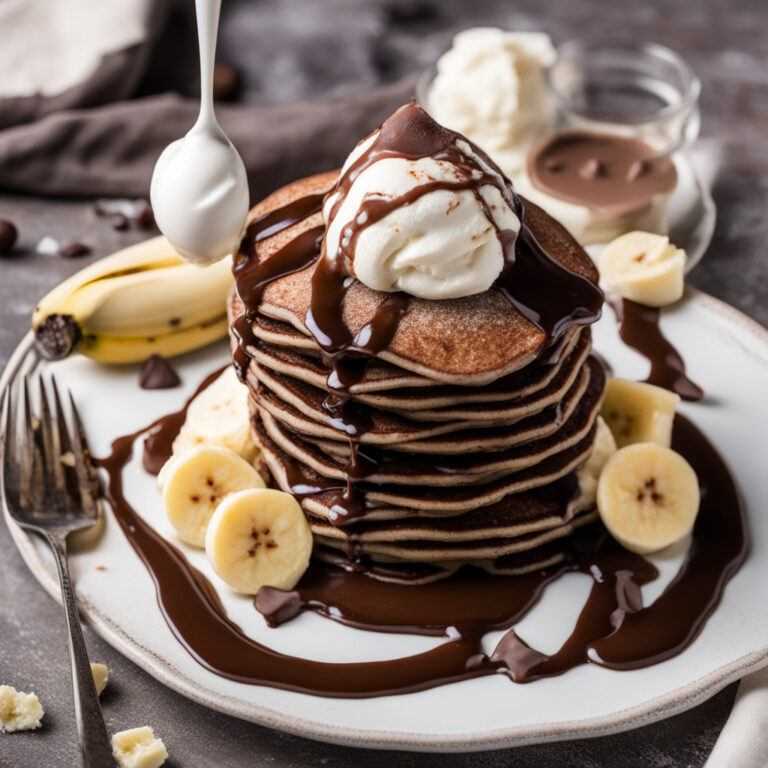 Čokoládové lievance s banánom a zmrzlinou