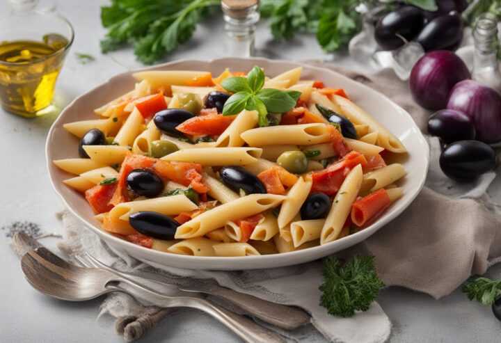 Penne so zeleninou a olivami 