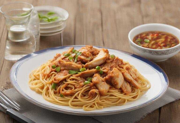Špagety s kuracím mäsom na čínsky spôsob