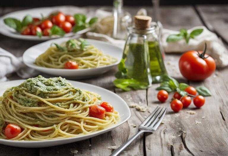 Špagety s pestom a paradajkami