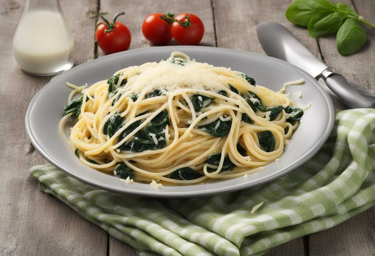 Špagety so špenátom a syrom