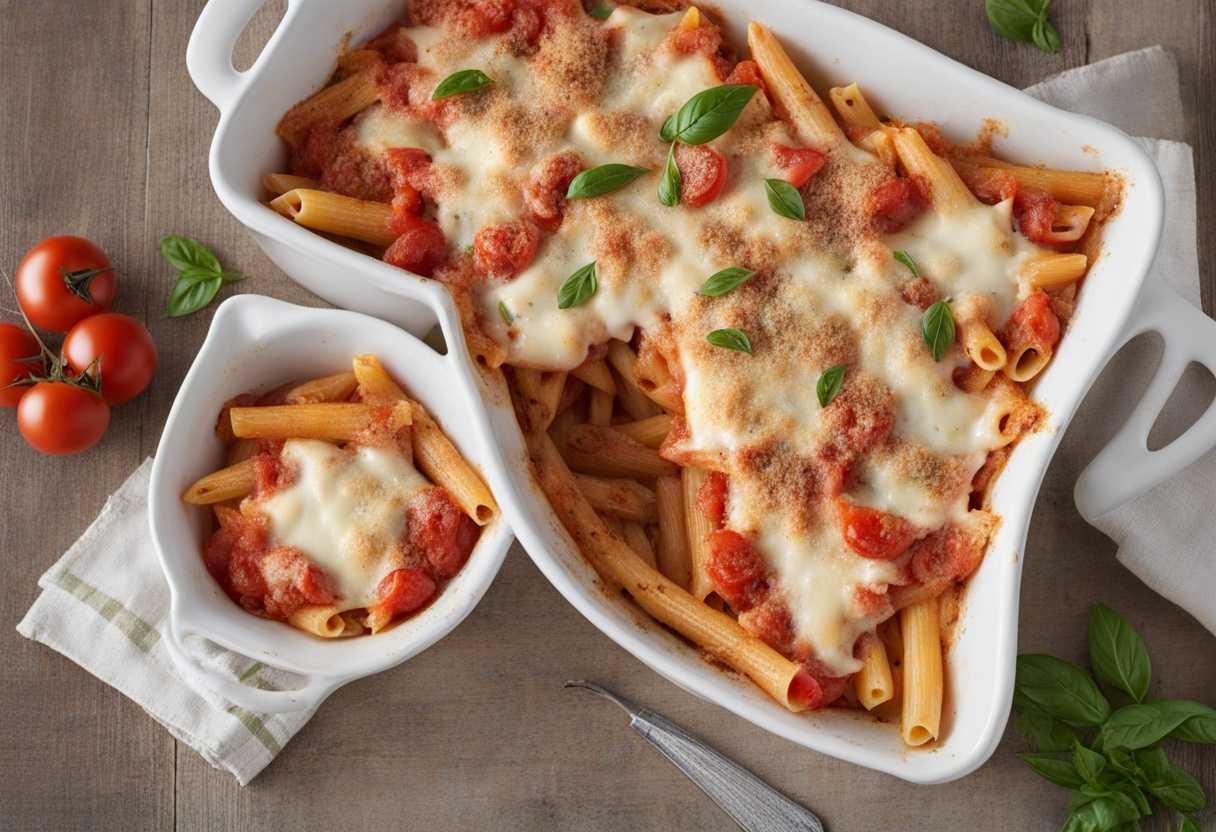 Zapekané penne s paradajkami a s mozzarellou