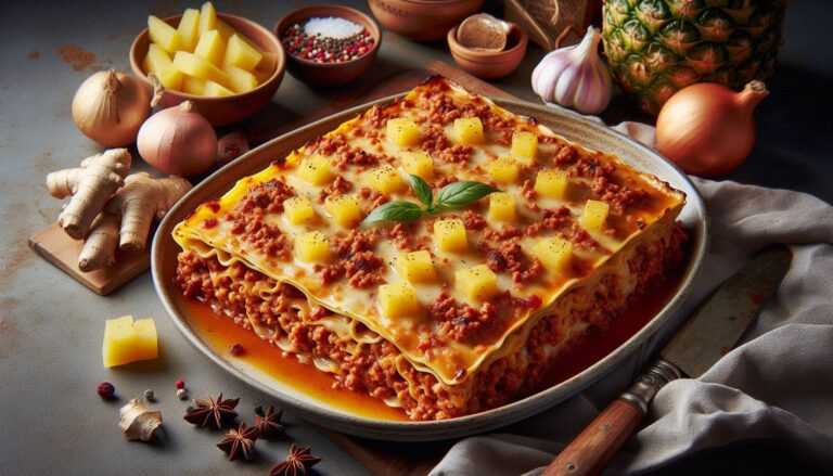 FOTORECEPT: Lasagne s mletým mäsom, ananásom a zázvorom