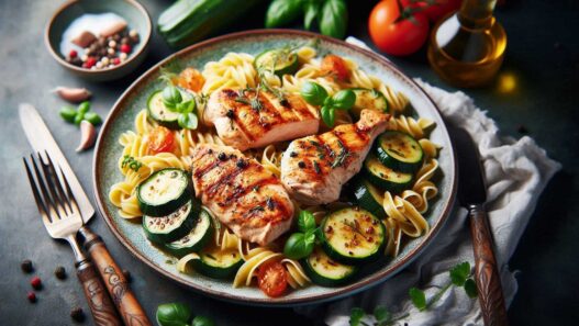 Kuracie prsia s cuketou a cestovinou