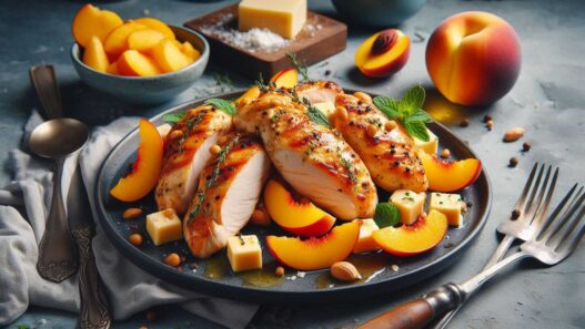 Kuracie prsia so syrom a broskňou - Recept