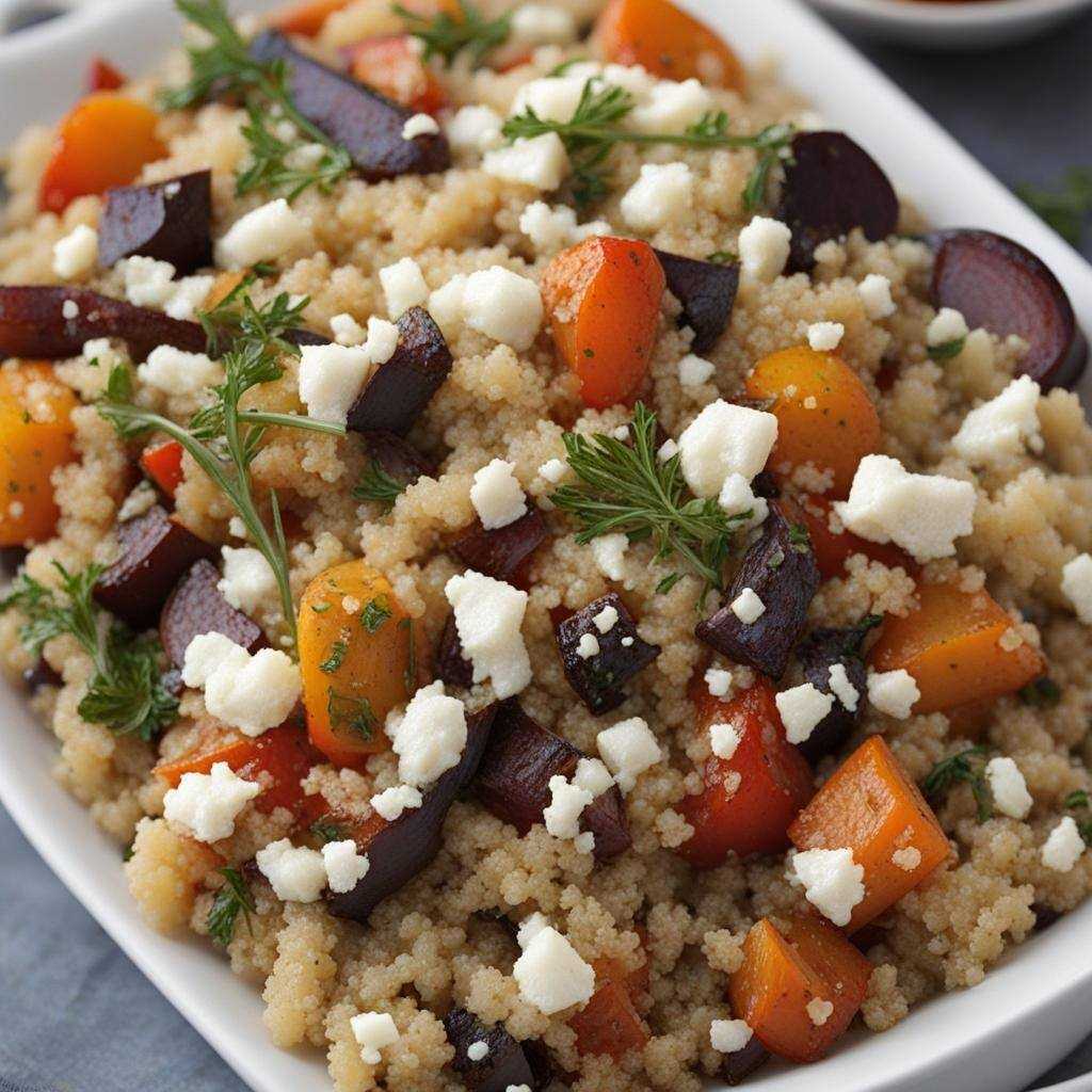 Quinoa s pečenou zeleninou a feta syrom