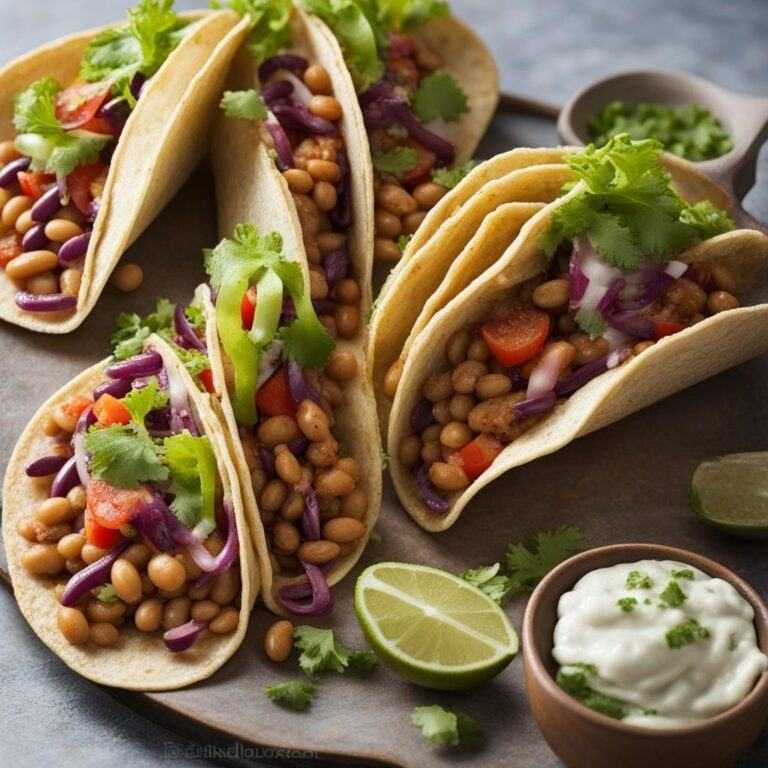 Tacos s fazuľovým náplňou a zeleninovým šalátom